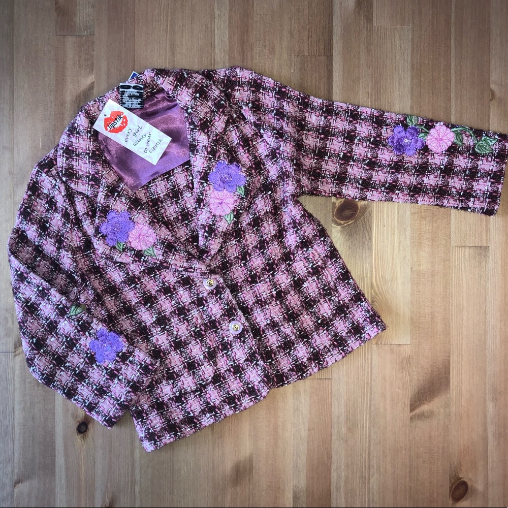 Lipstik NWT Girls Pink Plaid Jacket